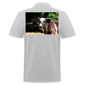 Kuh Poster - Männer Poloshirt - Grau meliert - Hinten - Kai (181cm)