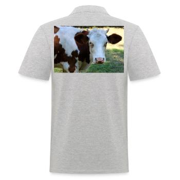 Kuh Poster - Männer Poloshirt - Grau meliert - Hinten - Kai (181cm)