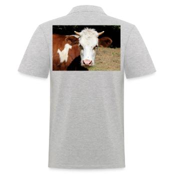 Kuh Poster - Männer Poloshirt - Grau meliert - Hinten - Kai (181cm)
