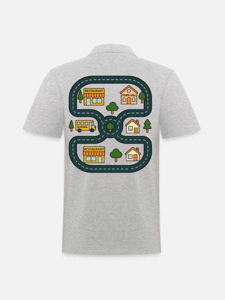 Play Cars Map auf Papas Rücken Geschenk zum Vatertag - Männer Poloshirt - Grau meliert