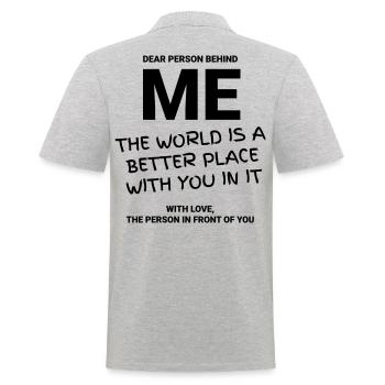 DEAR PERSON BEHIND ME - Men's Polo Shirt - heather grey - Back - Kai (181cm)