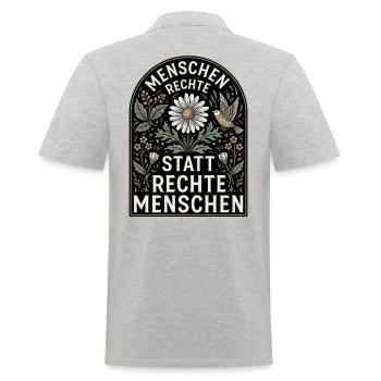 Retro Blumen Design Menschenrechte Spruch - Männer Poloshirt - Grau meliert - Hinten - Kai (181cm)