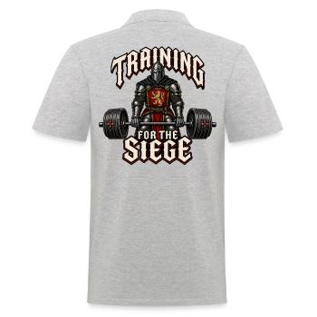 Knight Siege Training - Men's Polo Shirt - heather grey - Back - Kai (181cm)