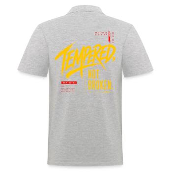 Tempered, Not Broken – Design streetwear motivatio - Men's Polo Shirt - heather grey - Back - Kai (181cm)