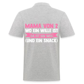 Mama Von 2 Kindern - Männer Poloshirt - Grau meliert - Hinten - Kai (181cm)