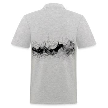 Surreal minimalist mountain landscape in black - Men's Polo Shirt - heather grey - Back - Kai (181cm)