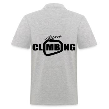 just climbing Klettern Bouldern Karabiner Shirt - Männer Poloshirt - Grau meliert - Hinten - Kai (181cm)