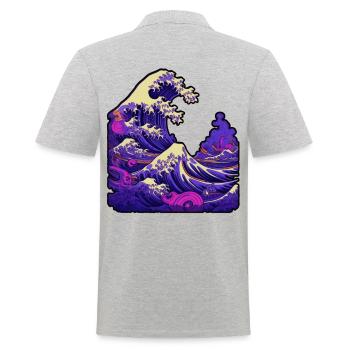 Tsunami wave japanese art, low colour palette - Polo Homme - gris chiné - Dos - Kai (181cm)