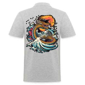 Chinese dragon emerging from water - Polo Homme - gris chiné - Dos - Kai (181cm)