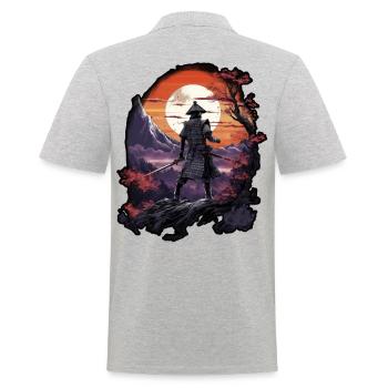 Chinese Warrior emerging from sunset, vector - Polo Homme - gris chiné - Dos - Kai (181cm)