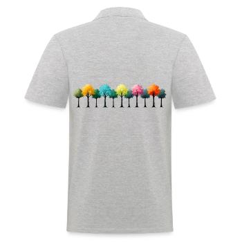 Bunter Wald Bäume Baum bunt - Männer Poloshirt - Grau meliert - Hinten - Kai (181cm)
