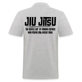 Jiu Jitsu - the gentle art of folding clothes, - Men's Polo Shirt - heather grey - Back - Kai (181cm)