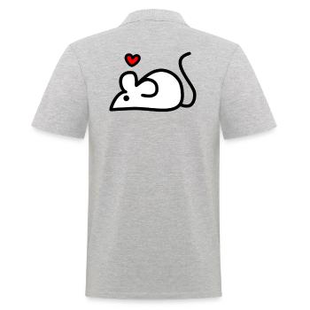 a white mouse with a heart - Men's Polo Shirt - heather grey - Back - Kai (181cm)