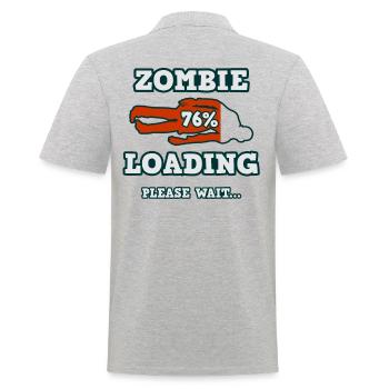 Zombie wird geladen - Bitte warten... - Männer Poloshirt - Grau meliert - Hinten - Kai (181cm)