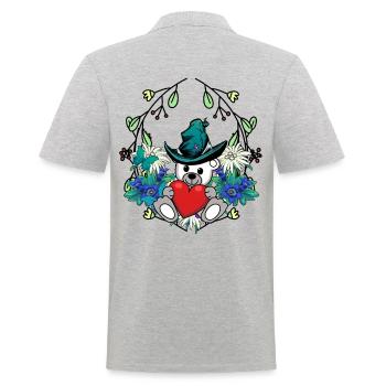 Beginning of Spring, Bear, Teddy Bear, Gnome, Dwarf, Kids - Men's Polo Shirt - heather grey - Back - Kai (181cm)
