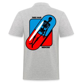 Nimm - Deine - Medizin - Gesundheit - Männer Poloshirt - Grau meliert - Hinten - Kai (181cm)