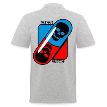 Nimm - deine - Medizin - Totenkopf - Männer Poloshirt - Grau meliert - Hinten - Kai (181cm)