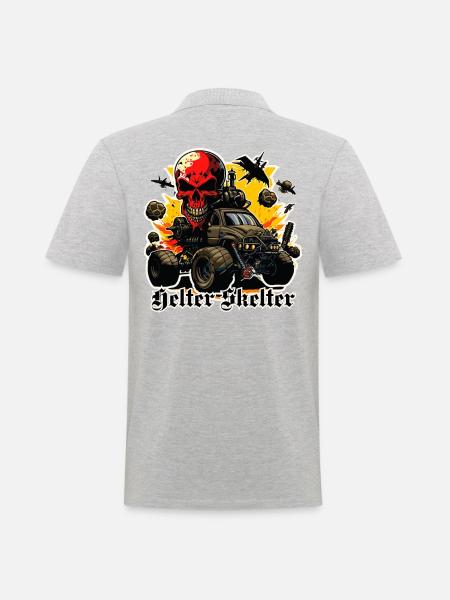 Monster truck avec crâne et plein de destruction - Polo Homme - gris chiné