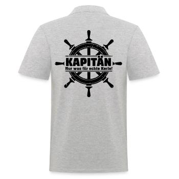 Kapitän Bootsschein Boot Schiff Segeln Geschenk - Männer Poloshirt - Grau meliert - Hinten - Kai (181cm)