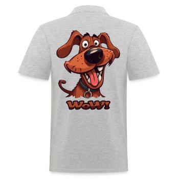 Wau Wow Chien de dessin animé drôle - Polo Homme - gris chiné - Dos - Kai (181cm)