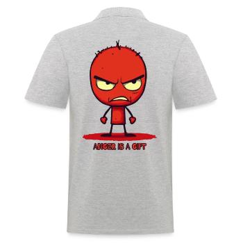 Funny angry cartoon stick figure - Men's Polo Shirt - heather grey - Back - Kai (181cm)
