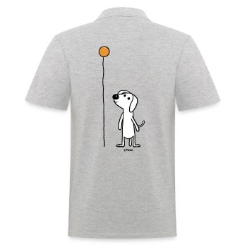 Un chien bonhomme allumette avec ballon - Polo Homme - gris chiné - Dos - Kai (181cm)