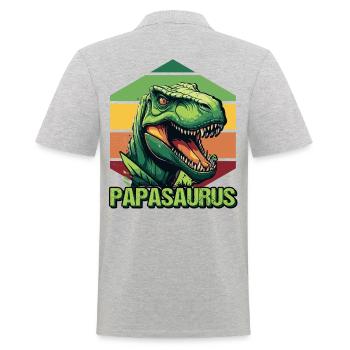 Papa Père Dino Dinosaure Papasaurus - Polo Homme - gris chiné - Dos - Kai (181cm)