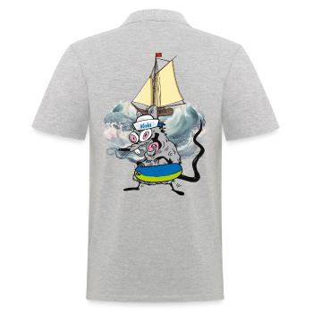 Rat Rats Sailing Ship Seafarers Sailors Ahoy - Men's Polo Shirt - heather grey - Back - Kai (181cm)
