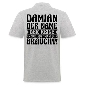 First name Damian - Men's Polo Shirt - heather grey - Back - Kai (181cm)