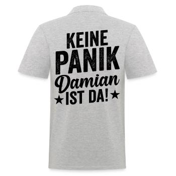 Vorname Damian - Männer Poloshirt - Grau meliert - Hinten - Kai (181cm)