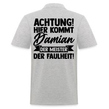 Prénom Damian - Polo Homme - gris chiné - Dos - Kai (181cm)