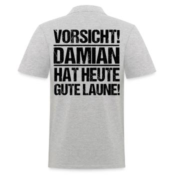 Prénom Damian - Polo Homme - gris chiné - Dos - Kai (181cm)