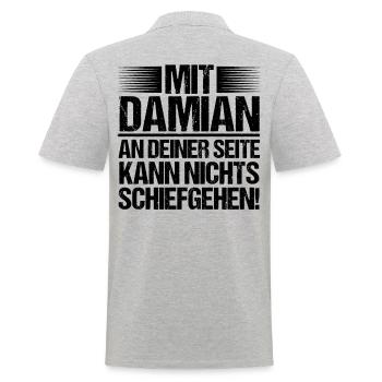 First name Damian - Men's Polo Shirt - heather grey - Back - Kai (181cm)