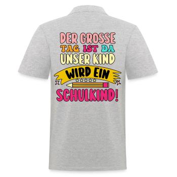 Eltern Schulkind Grundschule Erste Klasse Einschul - Männer Poloshirt - Grau meliert - Hinten - Kai (181cm)