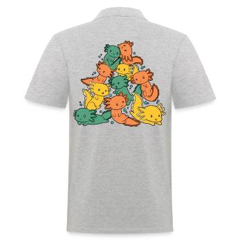 Axolotl - Men's Polo Shirt - heather grey - Back - Kai (181cm)