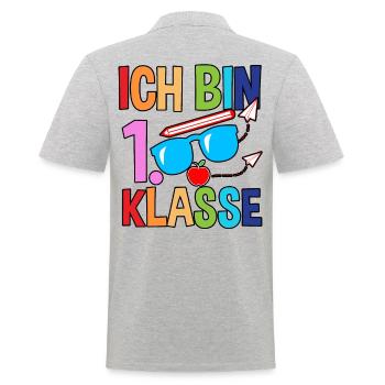 Erste Klasse Schulkind Schulbeginn Einschulung - Männer Poloshirt - Grau meliert - Hinten - Kai (181cm)