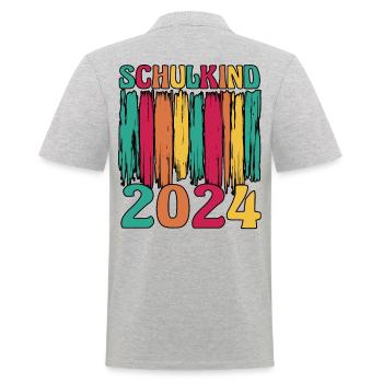1. Klasse Schulkind Schulanfang Einschulung - Männer Poloshirt - Grau meliert - Hinten - Kai (181cm)