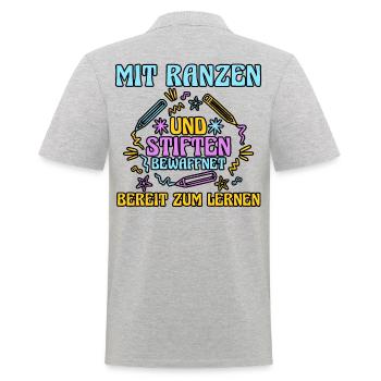Kita Abgänger Schulanfang Schulkind Dino Einschulu - Männer Poloshirt - Grau meliert - Hinten - Kai (181cm)