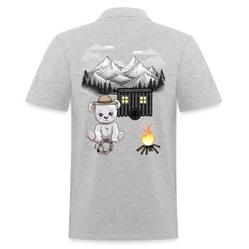 Ours en peluche feu de camp Nature Montagne Amoureux de la nature - Polo Homme - gris chiné - Dos - Kai (181cm)