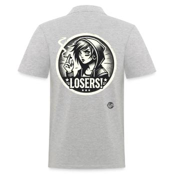 Edgy Alternative Goth Punk Girl : Losers - Polo Homme - gris chiné - Dos - Kai (181cm)