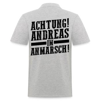 Prénom Andreas - Polo Homme - gris chiné - Dos - Kai (181cm)