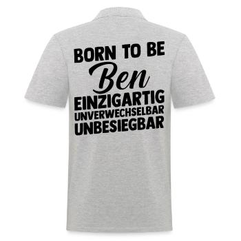 Vorname Ben - Männer Poloshirt - Grau meliert - Hinten - Kai (181cm)