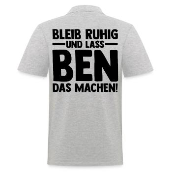 Vorname Ben - Männer Poloshirt - Grau meliert - Hinten - Kai (181cm)
