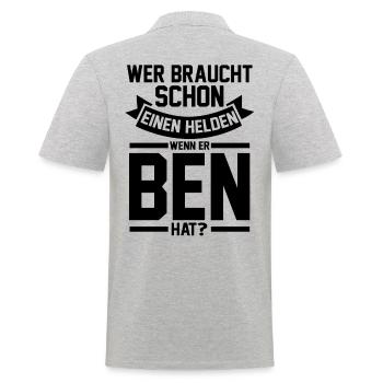 Prénom Ben - Polo Homme - gris chiné - Dos - Kai (181cm)