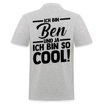 Vorname Ben - Männer Poloshirt - Grau meliert - Hinten - Kai (181cm)