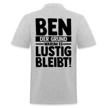 Vorname Ben - Männer Poloshirt - Grau meliert - Hinten - Kai (181cm)