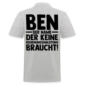 Vorname Ben - Männer Poloshirt - Grau meliert - Hinten - Kai (181cm)