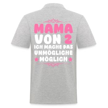 Mom of 2 children - Men's Polo Shirt - heather grey - Back - Kai (181cm)