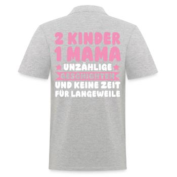 Mama Von 2 Kindern - Männer Poloshirt - Grau meliert - Hinten - Kai (181cm)