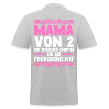 Mama Von 2 Kindern - Männer Poloshirt - Grau meliert - Hinten - Kai (181cm)